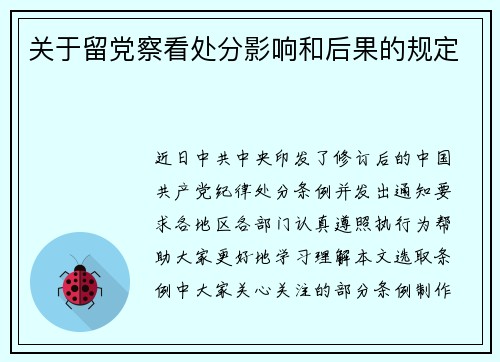关于留党察看处分影响和后果的规定