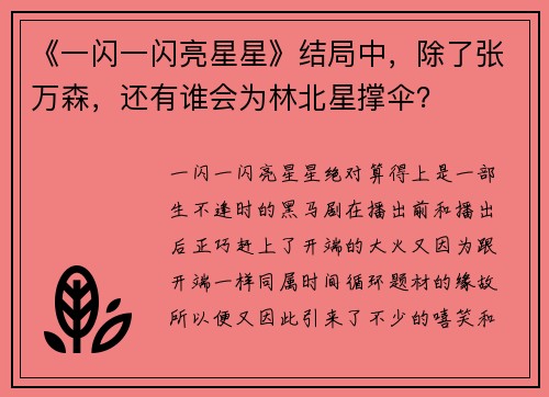《一闪一闪亮星星》结局中，除了张万森，还有谁会为林北星撑伞？